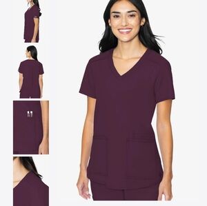 Scrubs, 3 pocket top, V neck, front shoulder yokes Med couture style 2411